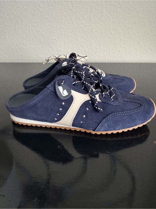Larroude Shoes - Larroudé Stella Indigo Suede & Napa Leather Mule Sneaker